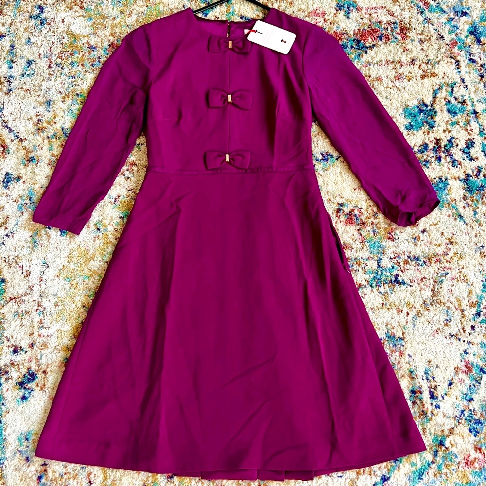Ted Baker "Finna" Bow Detail Dress in Grape
